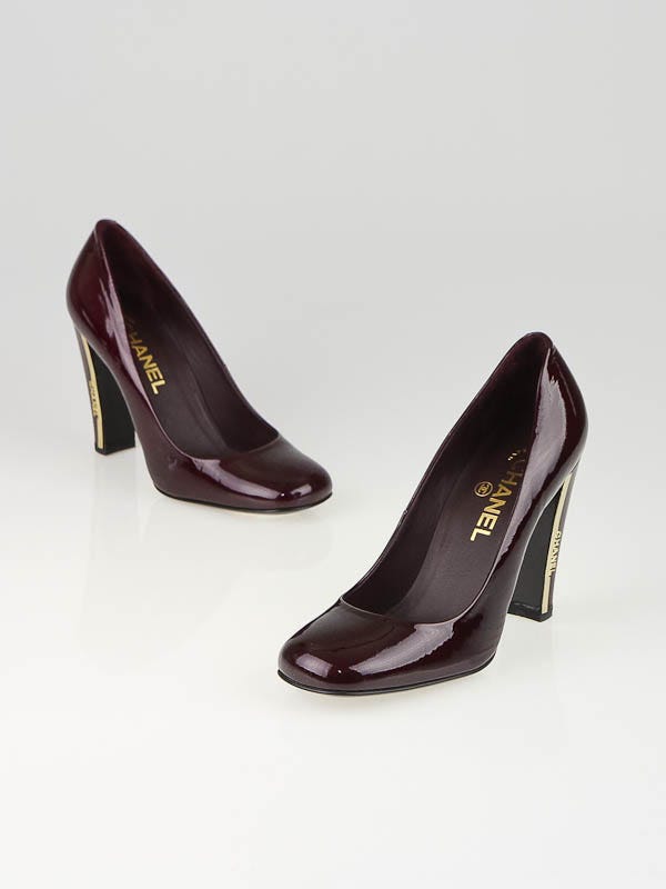 Chanel Bordeaux Patent Leather Pumps Size 6.5/37 | Yoogi's Closet