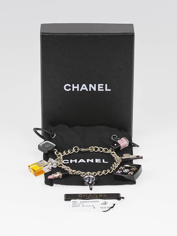 Chanel Black Resin and Crystal Cosmetics Charm Bracelet - Yoogi's