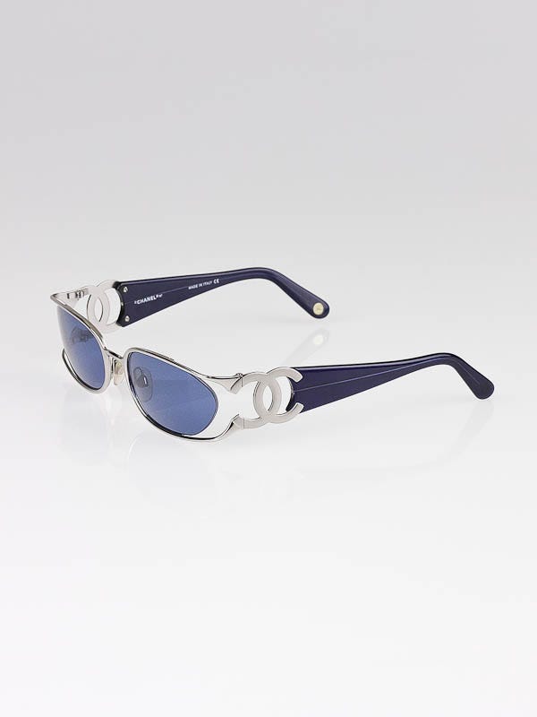 Chanel Blue Tinted Lens CC Logo Sunglases-4023 | Yoogi's Closet