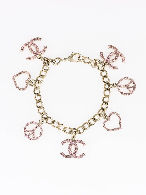 Chanel Gold-tone Metal Cc Logo Charm Multi-chain Bracelet Auction