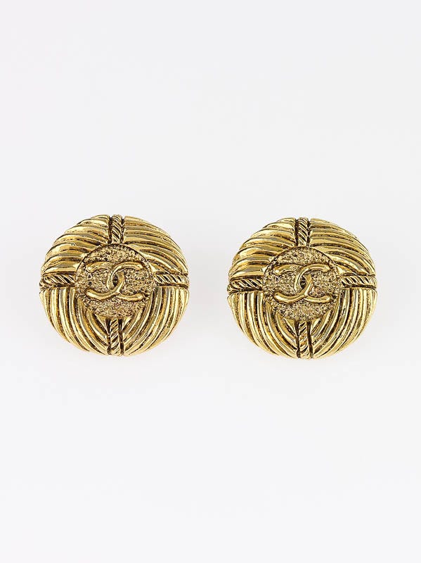 Chanel Goldtone CC Logo Rope Clip-On Earrings