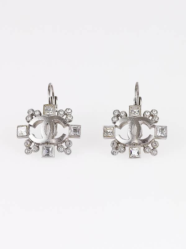 Chanel Crystal CC Logo Drop Earrings