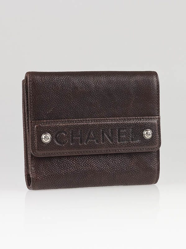Chanel Dark Brown Caviar Leather Outdoor Ligne Billfold Wallet
