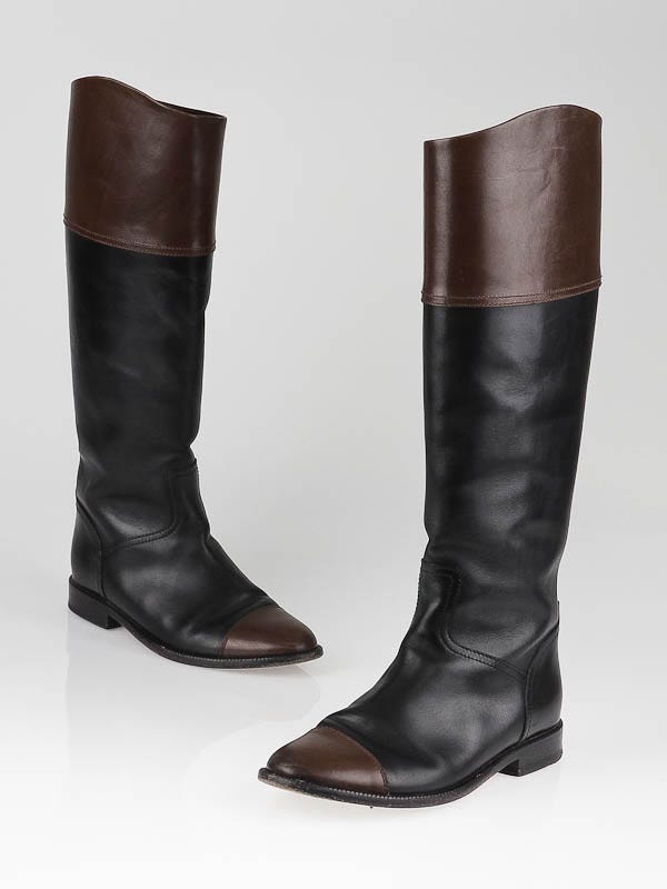 High boots  Crumpled patent lambskin  grosgrain black  Fashion  CHANEL