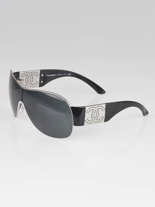 Chanel Black Tint Metal Frame CC Logo Wrap Aviator Sunglasses- 4154