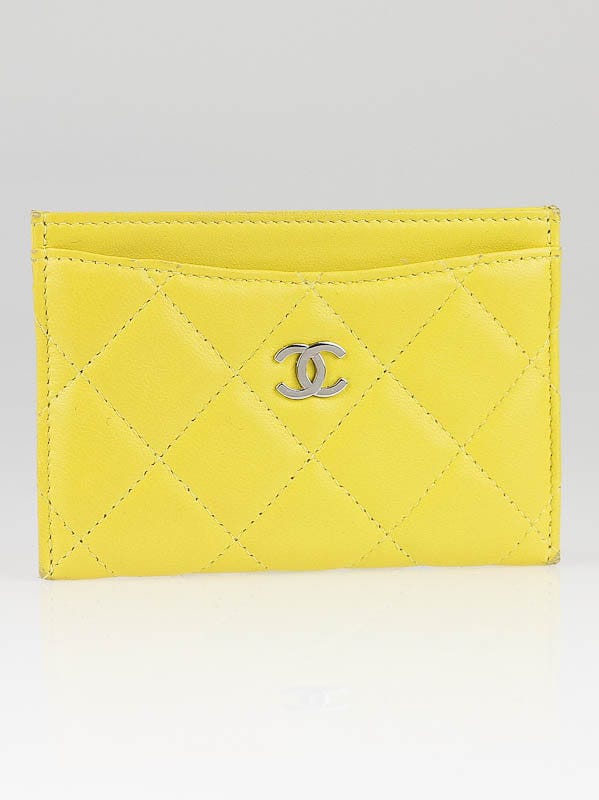 Chanel Navy Blue Quilted Lambskin Card Holder - Yoogi's Closet
