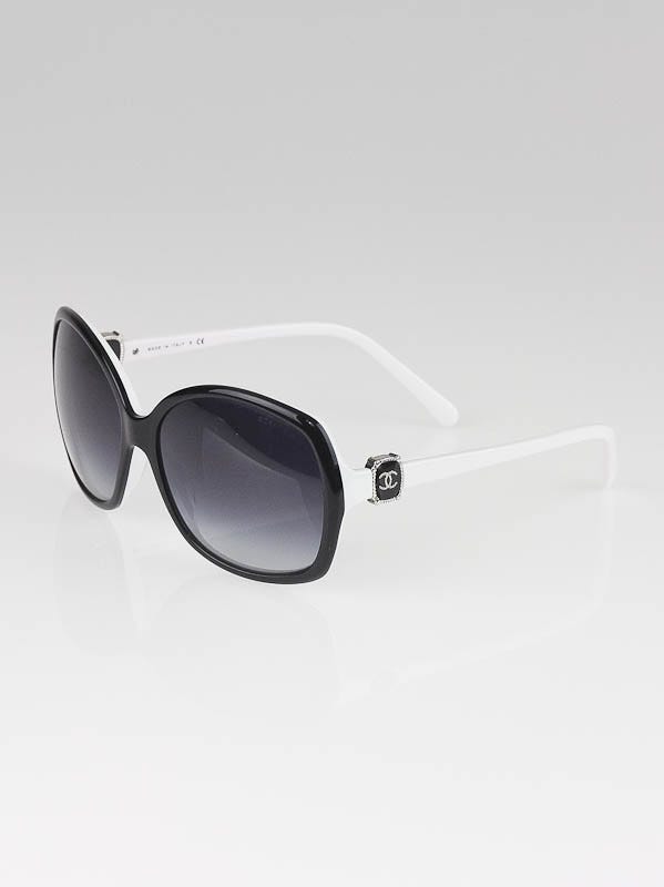 Chanel White/Black Oversized CC Logo Sunglasses- 5174 - Yoogi's Closet