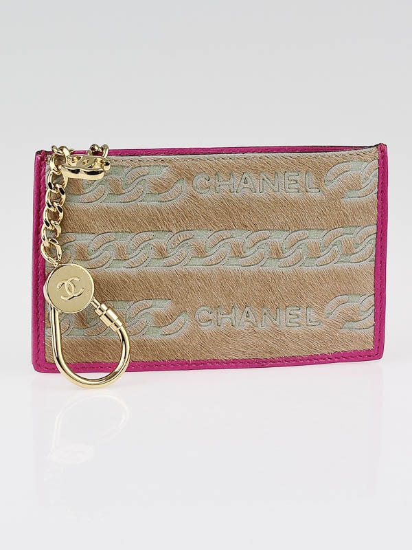 Chanel Beige/Pink Pony Hair Key and Change Holder