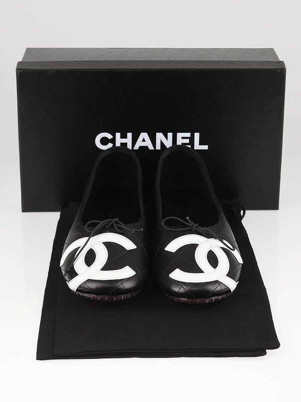 Chanel Black Quilted Leather Cambon Ballet Flats Size 9/39.5 - Yoogi's  Closet