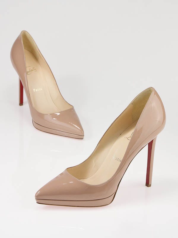 Christian Louboutin Nude Patent Leather Pigalle Plato 120 Pumps Size 9.5/40