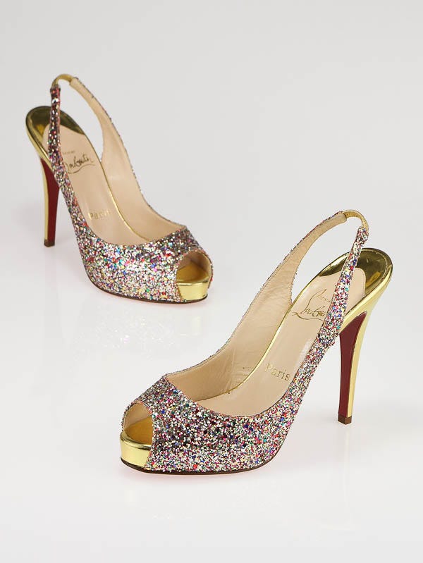 Christian louboutin gold glitter on sale heels