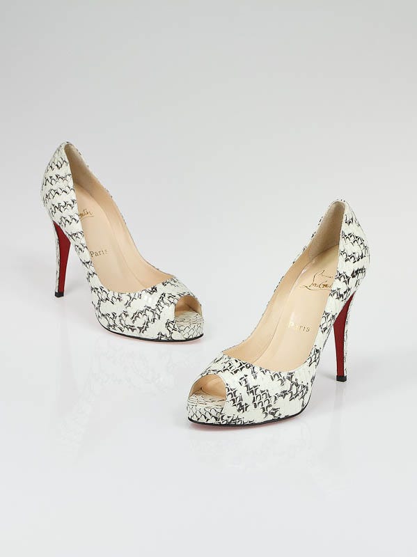 Christian Louboutin Brown Snakeskin Peep Toe Platform Pumps