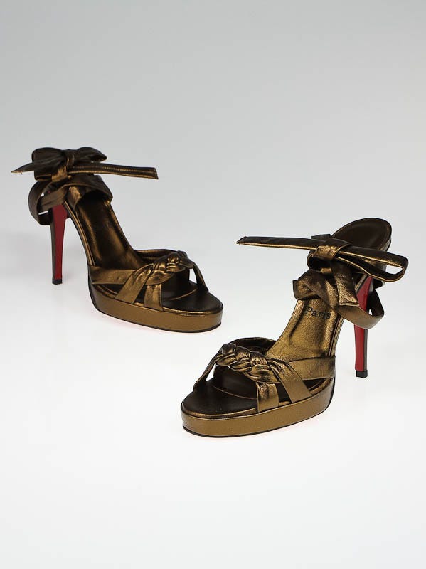 Christian Louboutin Bronze Nappa Leather Hi-Tina Heels Size 8.5/39