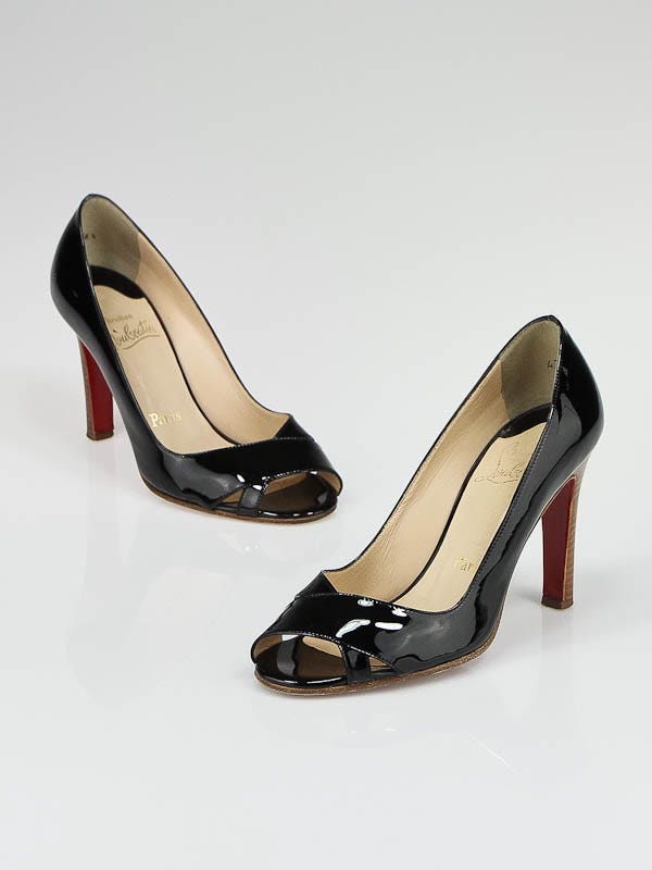 Christian Louboutin Black Patent Leather Miss Marple 100 Heels Size 6/36.5