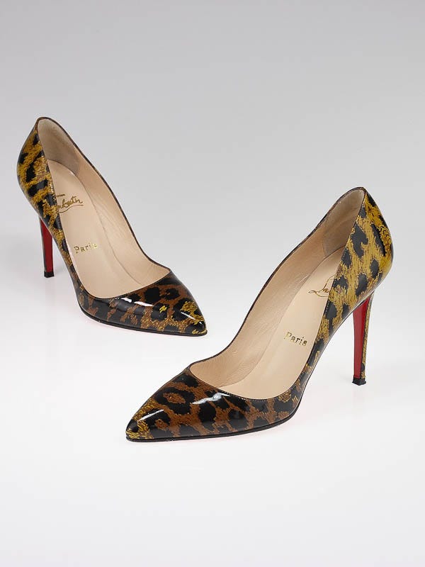 Christian Louboutin Leopard Print Patent Leather Pigalle 100 Pumps Size 8.5/39