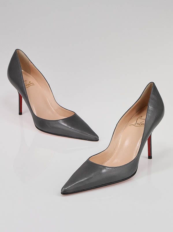 Christian Louboutin Dark Grey Leather Decoltissimo 85 Pumps Size 8