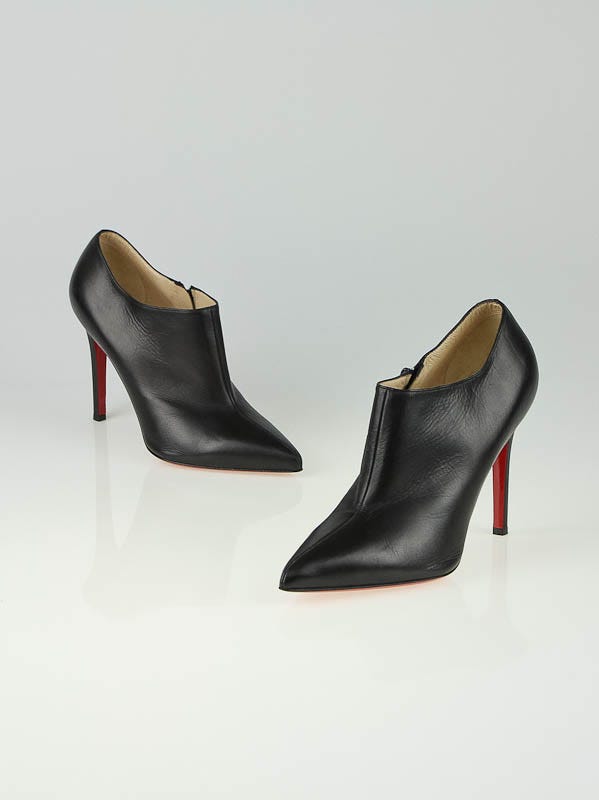 Christian Louboutin Black Leather Dahlia 100 Ankle Booties Size 8/38.5
