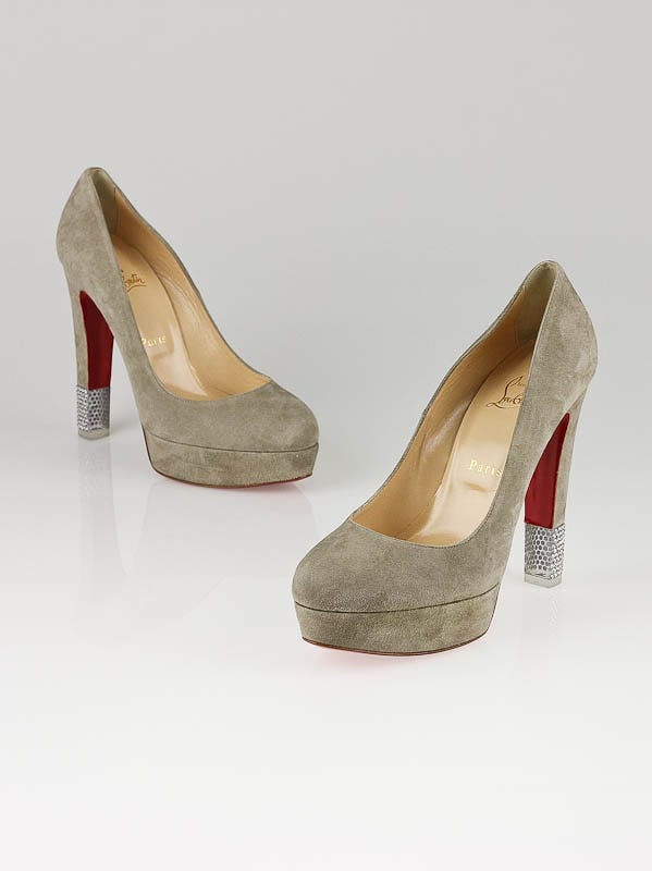 Christian Louboutin Grey Suede Crystal Filter 140 Pumps Size 9/39.5