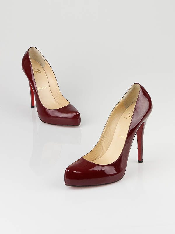 Christian Louboutin Dark Red Patent Leather Rolando 120 Pumps Size 8.5/39