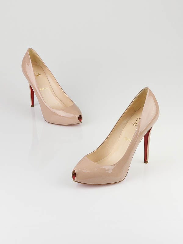 Christian Louboutin Nude Patent Leather Open Clic 120 Pumps Size 10.5/40