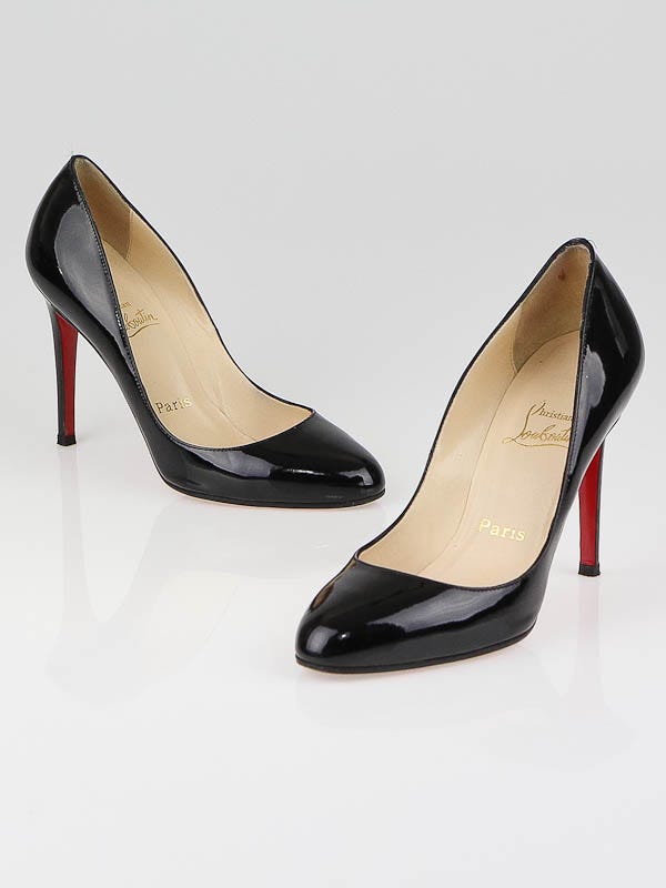 Christian Louboutin Black Patent Leather Decollette 100 Pumps Size