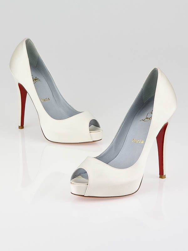 Christian Louboutin White Satin Very Prive Platform Pumps