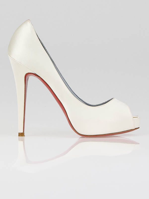 Christian Louboutin White Satin Very Prive Platform Pumps