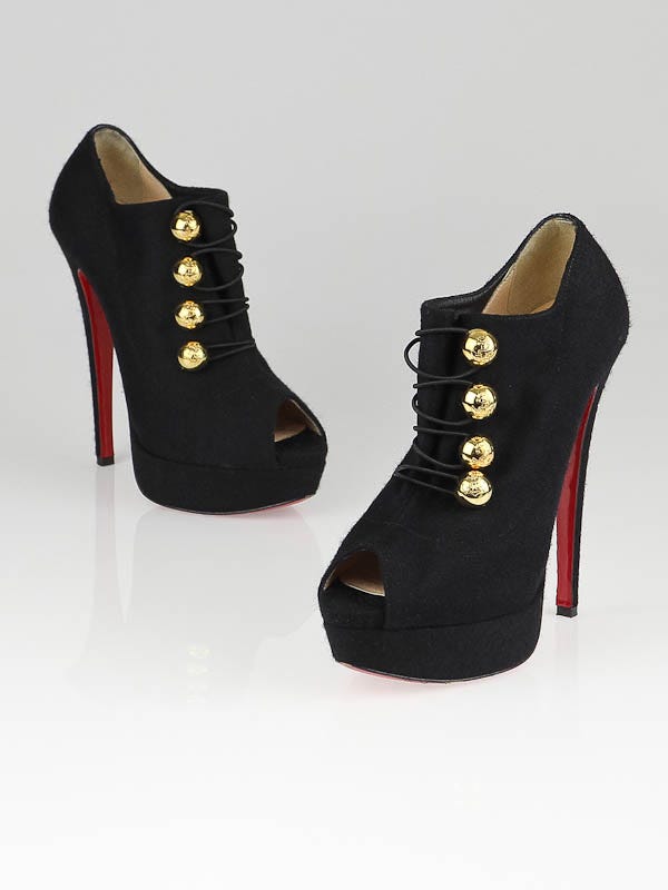 Christian Louboutin Black Flannel Loubout 150 Booties Size 6.5/37