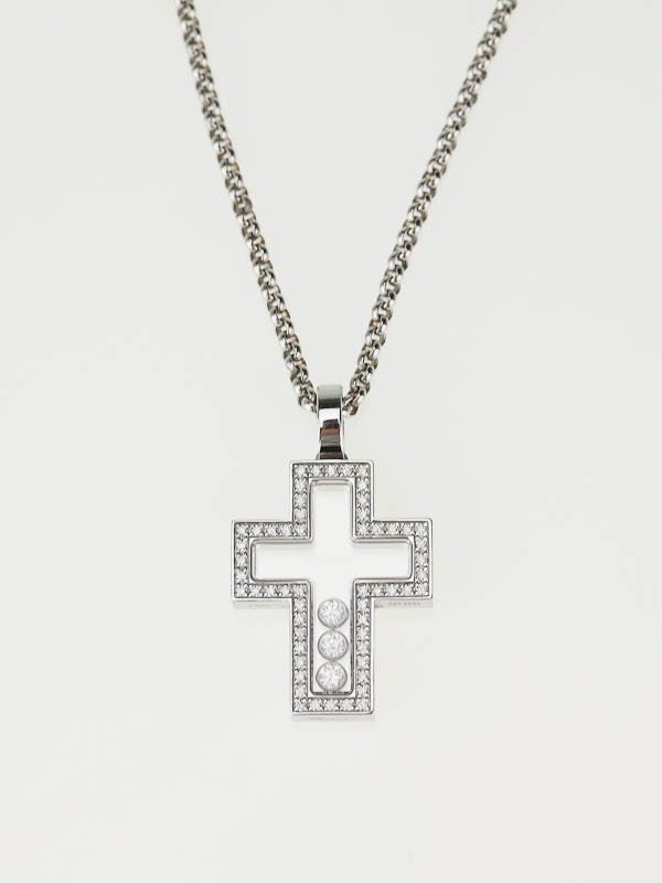 Chopard 18k White Gold Happy Diamonds Diamond Cross Pendant