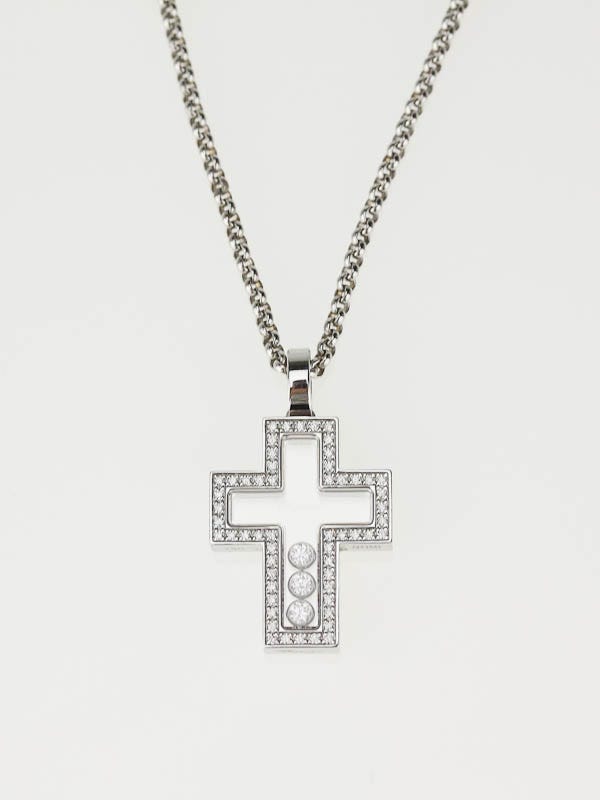 Chopard 18k White Gold 'Happy Diamonds' Diamond Cross Pendant