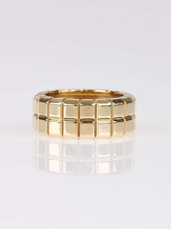 Chopard 18k Gold Ice Cube Double Row Ring Size 5.5