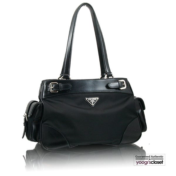 Prada Black Daino Nylon Tote Bag