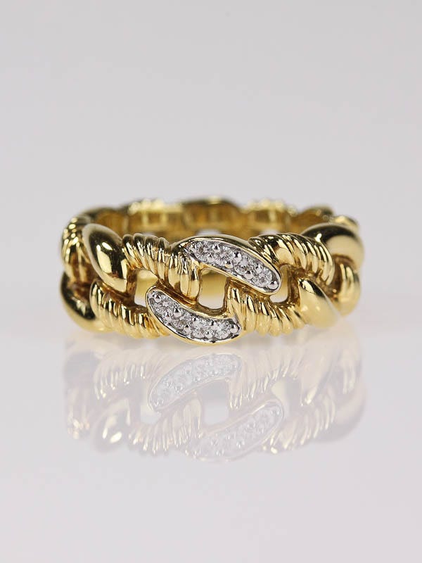 David Yurman 18k Gold and Diamond Cordelia Knot Band Size 6