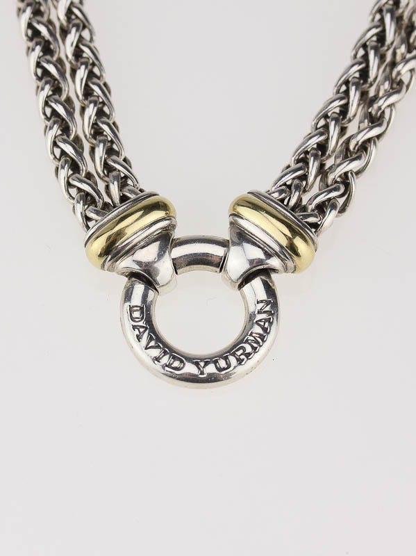 David Yurman Sterling Silver and 18k Gold Double Wheat Chain Donut Necklace