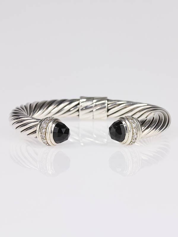 David Yurman 10mm Black Onyx Thoroughbred Hinged Cable Bracelet