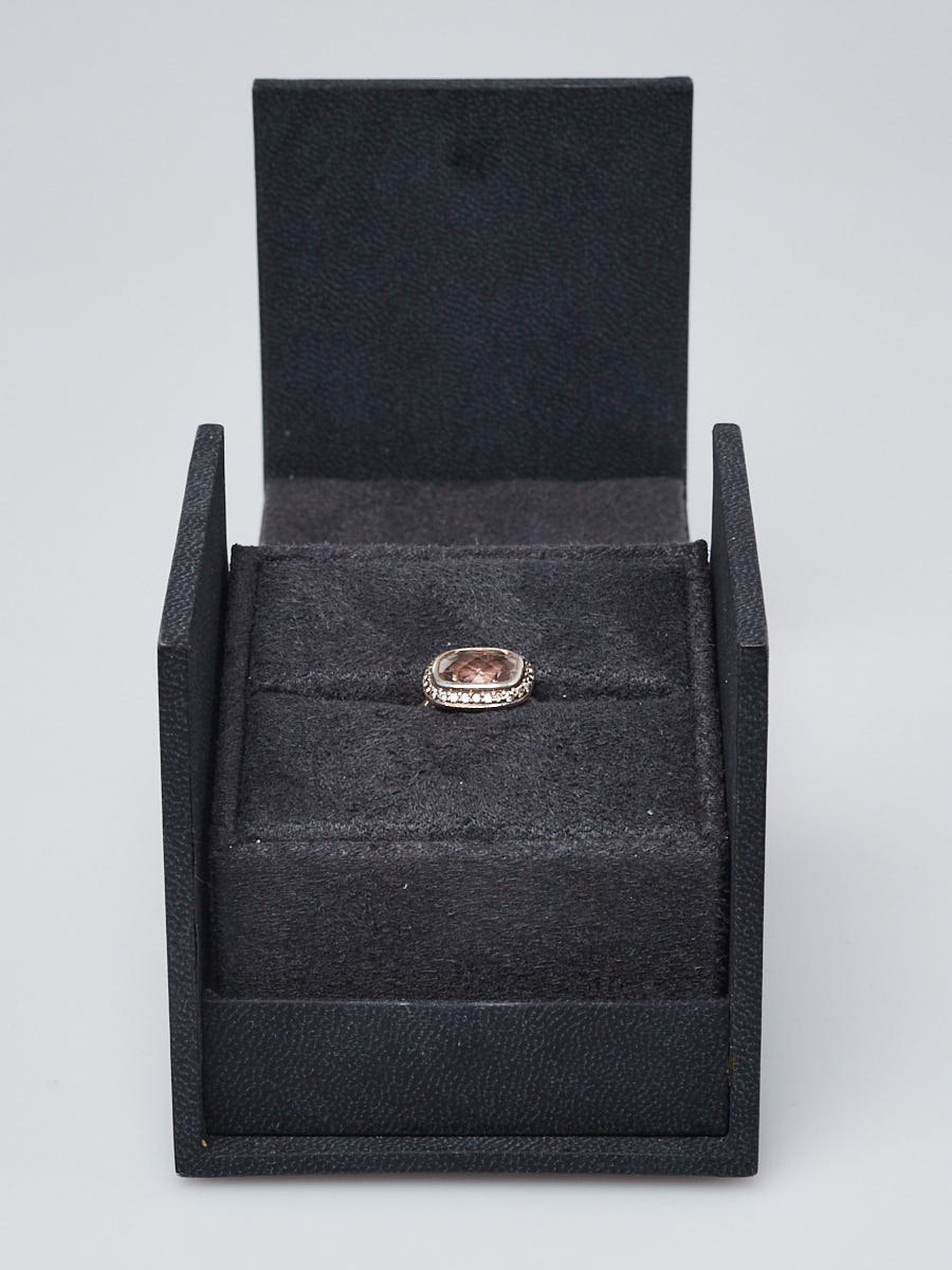 David Yurman Morganite and Diamond Noblesse Cable Ring Size 4