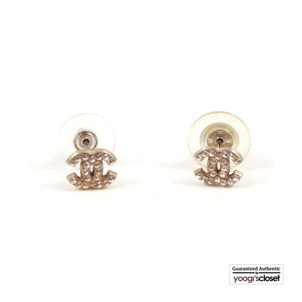 Chanel Crystal CC Logo Earrings