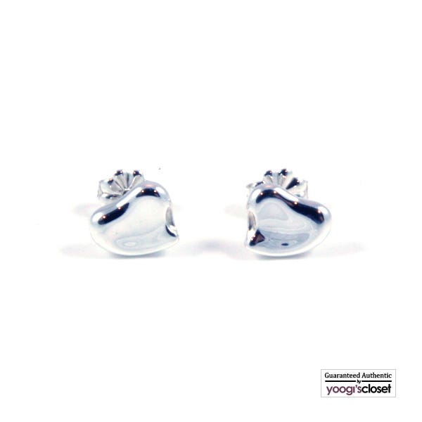 Tiffany & Co. Silver Elsa Peretti Full Heart Earrings