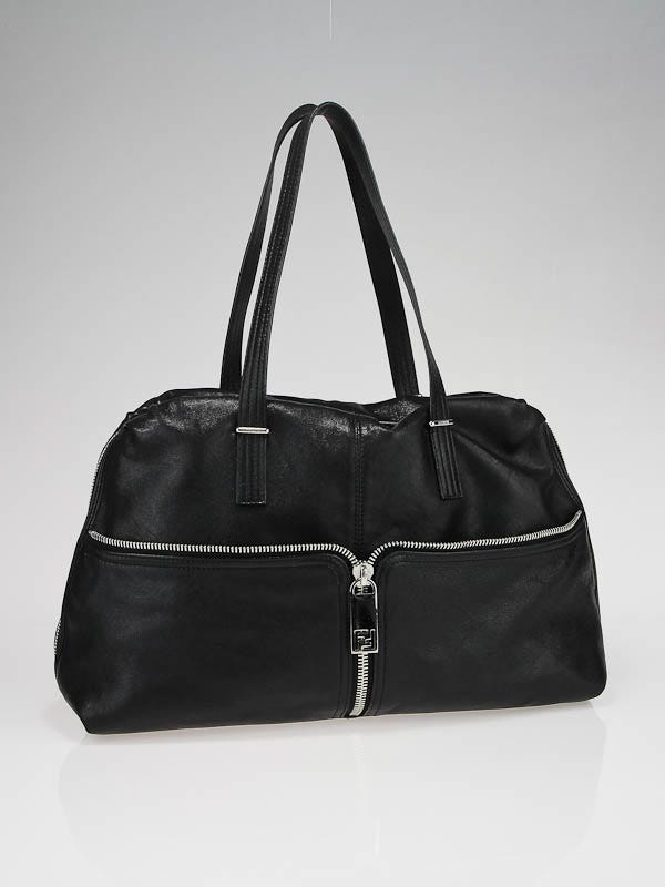 Fendi Black Leather Zip Front Satchel Bag-8BR623 | Yoogi's Closet