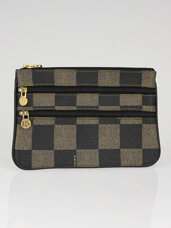 Fendi Checked Coated Canvas Multi-Zip Pouch