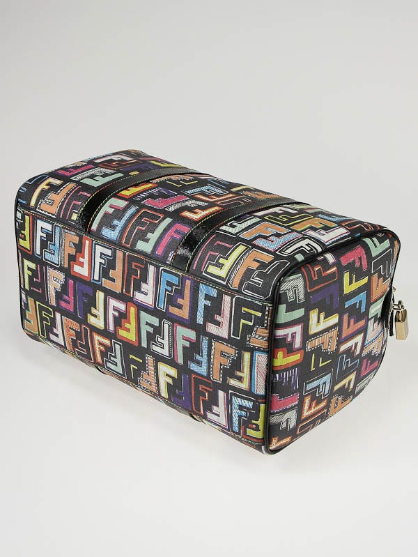 Vintage FENDI Graffiti Multi Color Coated Canvas Signature 