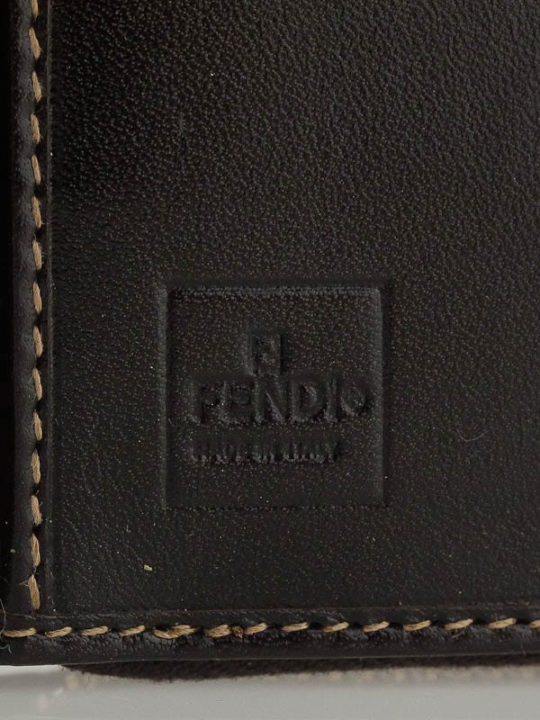 FENDI P Foglio Donna Zucchino Zucca Canvas Leather Zip