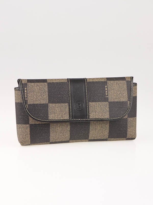 Fendi Brown/Black Checked Coated Canvas Pouch