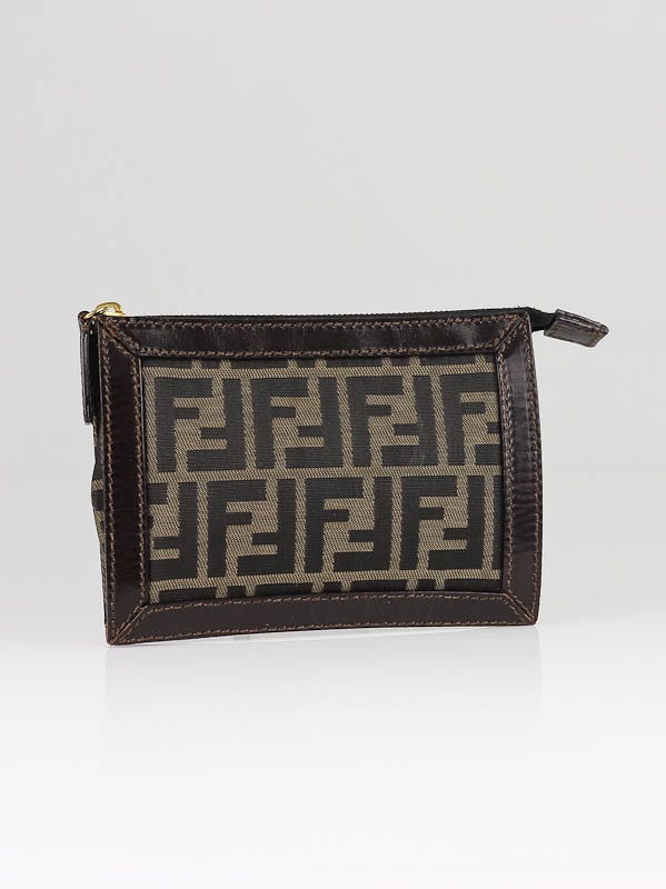 Fendi Tobacco Zucca Canvas Zippered Accessory Pouch