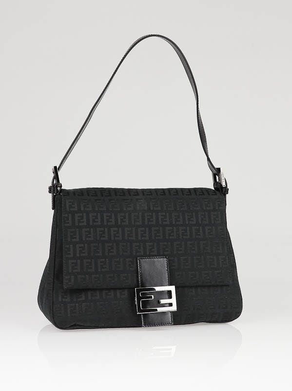 Fendi Black Zucchino Fabric Mamma Forever Shoulder Bag - 8BR001