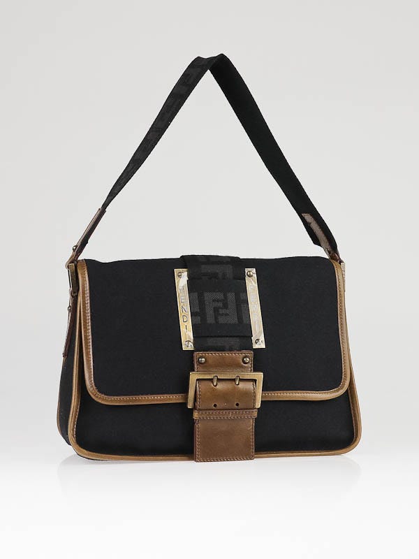 Fendi Black Canvas Borsa Tape Shoulder Bag - 8BR495