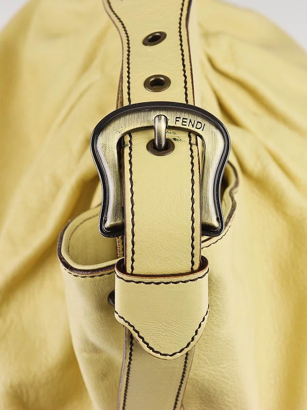 Fendi Light Yellow Leather Borsa Hobo Doctor Bag - 8BR579