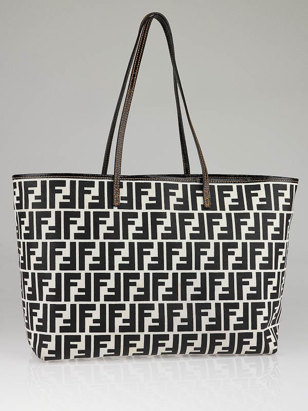 Fendi Black/White Zucca Canvas Roll Bag 8BH126 - Yoogi's Closet