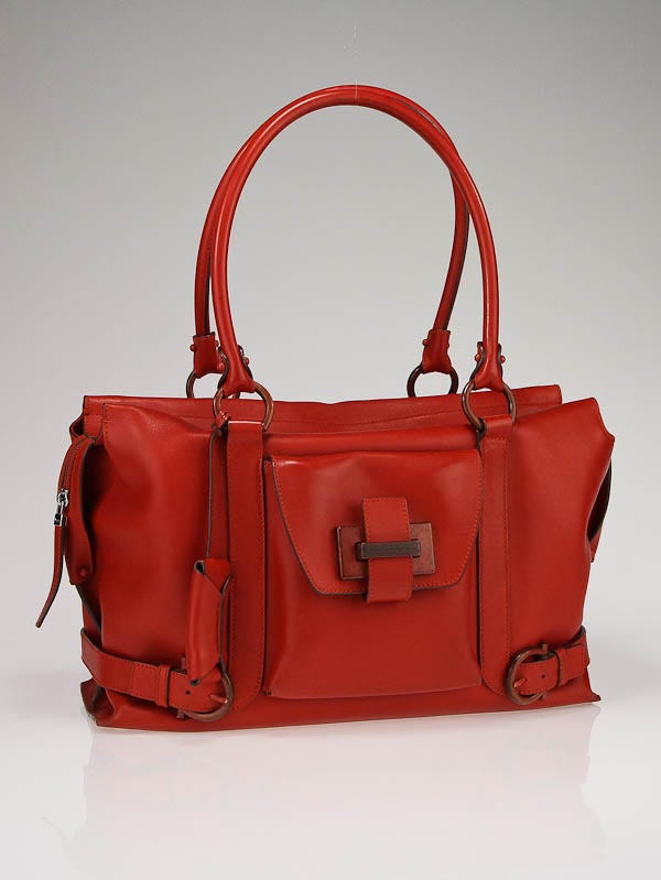Salvatore Ferragamo Tangerine Leather Medium Satchel Bag