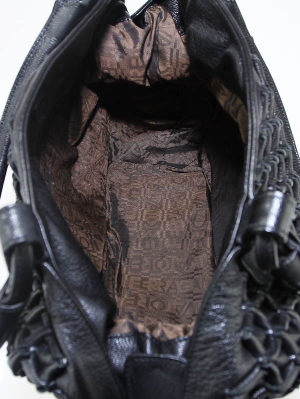 Salvatore Ferragamo Black Woven Leather Shoulder Bag Salvatore Ferragamo Black Woven Leather Shoulder Bag